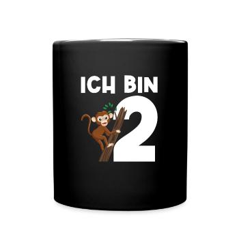 2.Geburtstag Affe Geburtstagsparty Geschenk - Tasse einfarbig - Schwarz - Vorne