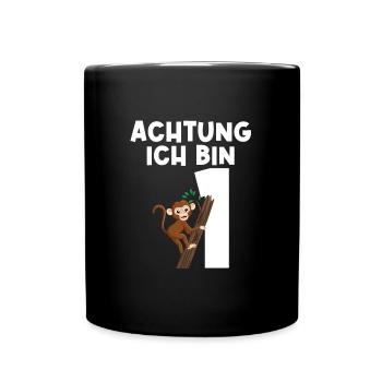 1.Geburtstag Affe Geburtstagsfeier Geschenk - Tasse einfarbig - Schwarz - Vorne