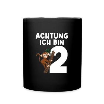 2.Geburtstag Affe Geburtstagsfeier Geschenk - Tasse einfarbig - Schwarz - Vorne