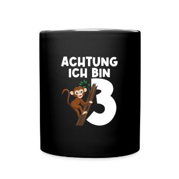 3.Geburtstag Affe Geburtstagsfeier Geschenk - Tasse einfarbig - Schwarz - Vorne