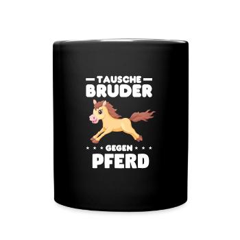 Reiten Mädchen Reitsport Geschenk - Tasse einfarbig - Schwarz - Vorne