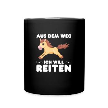 Reiten Mädchen Reitsport Geschenk - Tasse einfarbig - Schwarz - Vorne