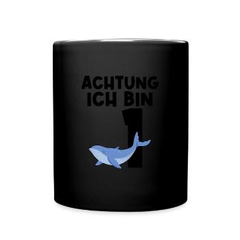 1.Geburtstag Wal 1 Jahr alt Geschenk - Tasse einfarbig - Schwarz - Vorne