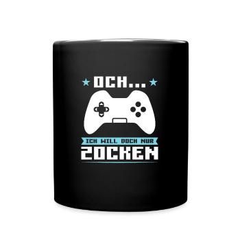 Gaming Zocken Zocker Geschenk - Tasse einfarbig - Schwarz - Vorne