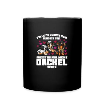 Dackel Hund Dachshund Geschenk - Tasse einfarbig - Schwarz - Vorne