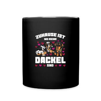 Dackel Hund Dackel Besitzer Geschenk - Tasse einfarbig - Schwarz - Vorne