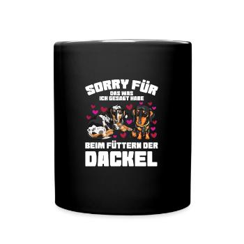 Dackel Hund Dachshund Geschenk - Tasse einfarbig - Schwarz - Vorne