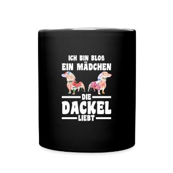 Dackel Mädchen Dackel Besitzerin Geschenk - Tasse einfarbig - Schwarz - Vorne