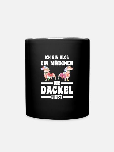 Dackel Mädchen Dackel Besitzerin Geschenk - Tasse einfarbig - Schwarz