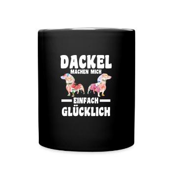 Dackel Hund Dackel Besitzer Geschenk - Tasse einfarbig - Schwarz - Vorne