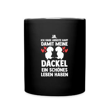 Dackel Hund Dachshund Geschenk - Tasse einfarbig - Schwarz - Vorne