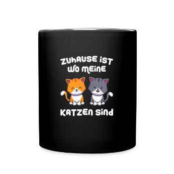 Katze Tier Katzenhalter Geschenk - Tasse einfarbig - Schwarz - Vorne