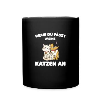 Katze Tier Katzenfreunde Geschenk - Tasse einfarbig - Schwarz - Vorne