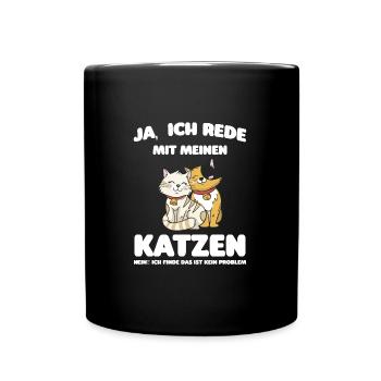 Katze Tier Katzen Geschenk - Tasse einfarbig - Schwarz - Vorne