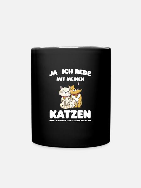 Katze Tier Katzen Geschenk - Tasse einfarbig - Schwarz