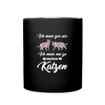 Katze Tier Katzenfreunde Geschenk - Tasse einfarbig - Schwarz - Vorne