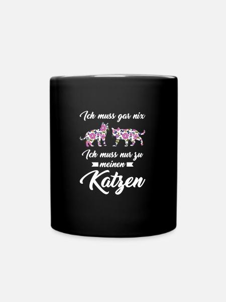 Katze Tier Katzenfreunde Geschenk - Tasse einfarbig - Schwarz