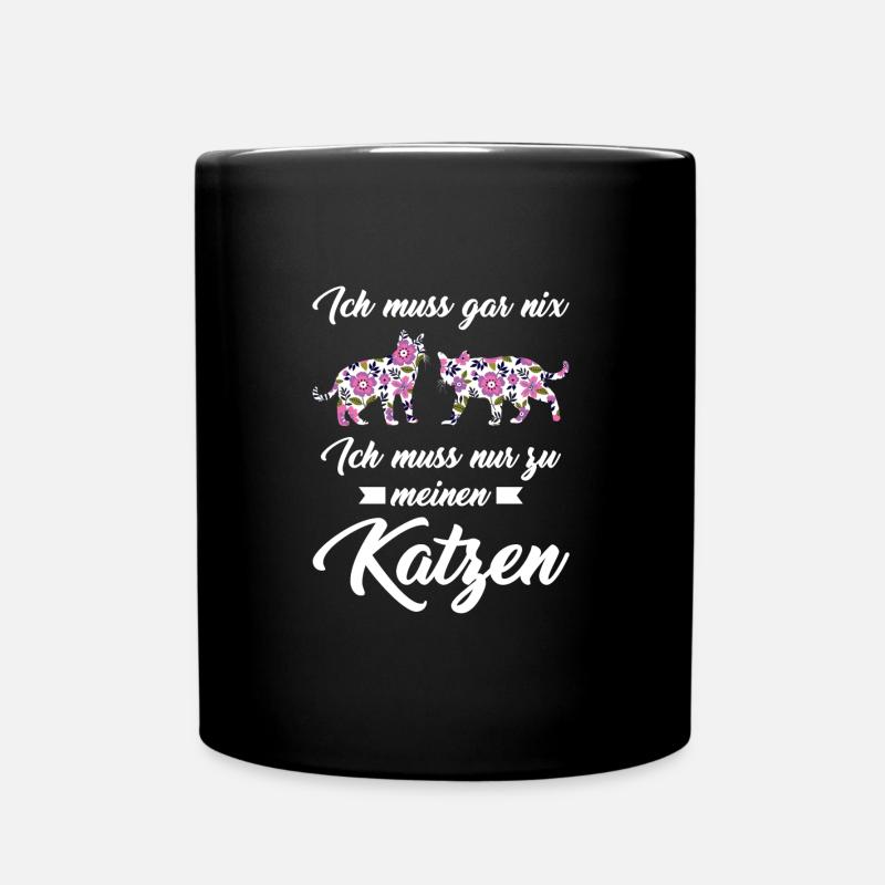 Katze Tier Katzenfreunde Geschenk - Tasse einfarbig - Schwarz