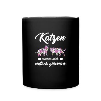 Katze Tier Katzenhalter Geschenk - Tasse einfarbig - Schwarz - Vorne