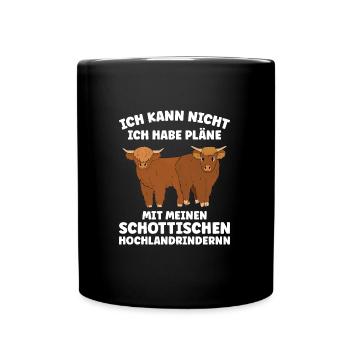 Rind Schottisches Hochlandrind Bauernhof Geschenk - Tasse einfarbig - Schwarz - Vorne