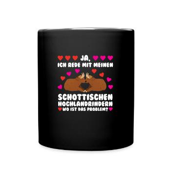 Rind Schottisches Hochlandrind Bauernhof Geschenk - Tasse einfarbig - Schwarz - Vorne