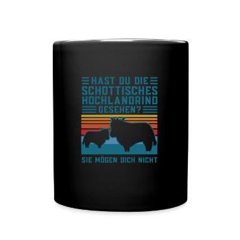 Rind Schottisches Hochlandrind Bauernhof Geschenk - Tasse einfarbig - Schwarz - Vorne