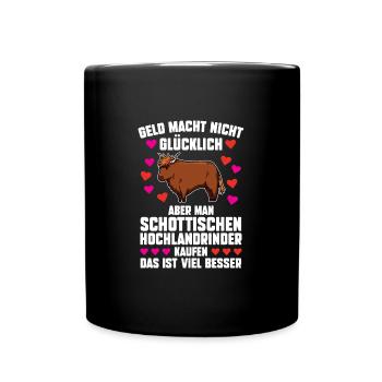 Rind Schottisches Hochlandrind Bauernhof Geschenk - Tasse einfarbig - Schwarz - Vorne
