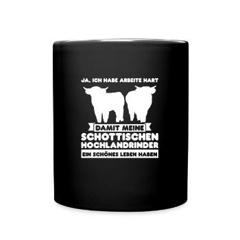 Rind Schottisches Hochlandrind Bauernhof Geschenk - Tasse einfarbig - Schwarz - Vorne