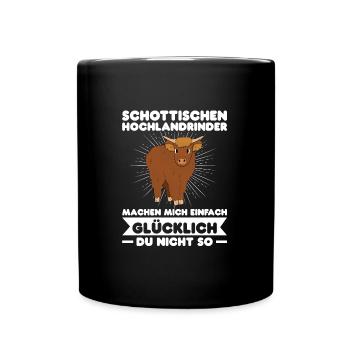 Rind Schottisches Hochlandrind Bauernhof Geschenk - Tasse einfarbig - Schwarz - Vorne
