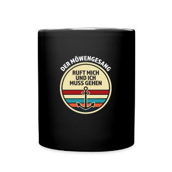 Platdeutsch Norddeutschen Möwe Geschenk - Tasse einfarbig - Schwarz - Vorne