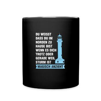 Platdeutsch Norddeutschen Möwe Geschenk - Tasse einfarbig - Schwarz - Vorne