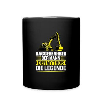 Baggerfahrer Job Bagger Geschenk - Tasse einfarbig - Schwarz - Vorne