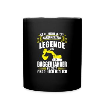 Baggerfahrer Job Baggerliebhaber Geschenk - Tasse einfarbig - Schwarz - Vorne
