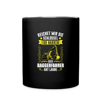 Baggerfahrer Job Bagger Geschenk - Tasse einfarbig - Schwarz - Vorne