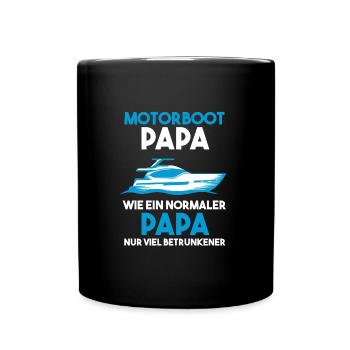 Motorboot Papa Bootsfahrer Geschenk - Tasse einfarbig - Schwarz - Vorne