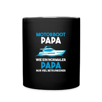 Motorboot Papa Vater Geschenk - Tasse einfarbig - Schwarz - Vorne