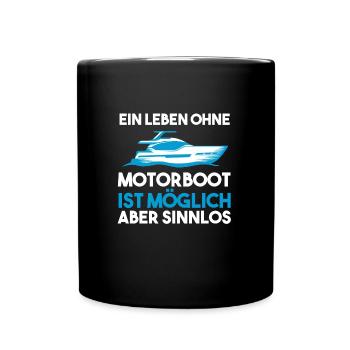 Motorboot Boot Bootfahren Geschenk - Tasse einfarbig - Schwarz - Vorne