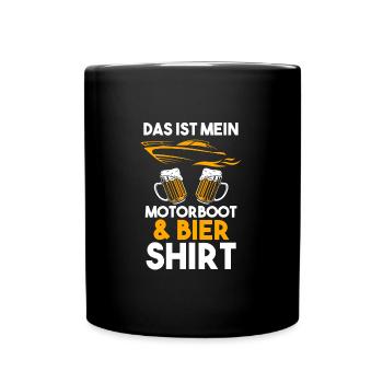 Motorboot Bier Bootfahren Geschenk - Tasse einfarbig - Schwarz - Vorne