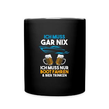 Boot Bier Bootsfahrer Geschenk - Tasse einfarbig - Schwarz - Vorne
