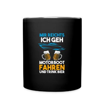 Motorboot Bier Bootsbesitzer Geschenk - Tasse einfarbig - Schwarz - Vorne