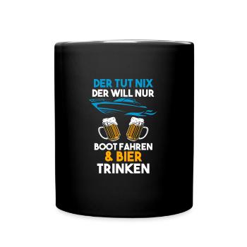 Boot Bier Bootsfahrer Geschenk - Tasse einfarbig - Schwarz - Vorne