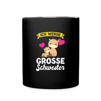 2 Giraffen Grosse Schwester Schwestern Geschenk - Tasse einfarbig - Schwarz - Vorne