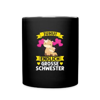 2 Giraffen Grosse Schwester Schwestern Geschenk - Tasse einfarbig - Schwarz - Vorne