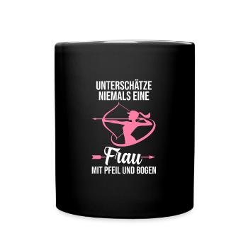 Bogen Sport Bogenschießen Bogen Geschenk - Tasse einfarbig - Schwarz - Vorne