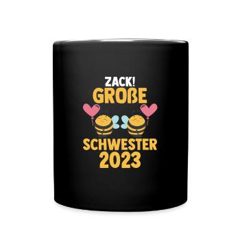 Schwester Bienen grosse Schwester Geschwister Gesc - Tasse einfarbig - Schwarz - Vorne