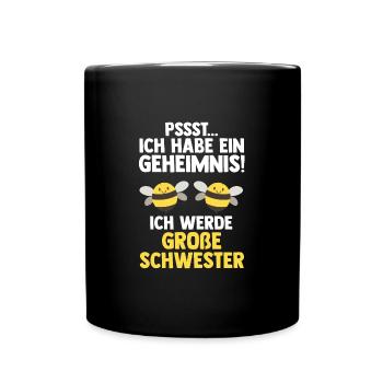 Schwester Bienen grosse Schwester Geschwister Gesc - Tasse einfarbig - Schwarz - Vorne