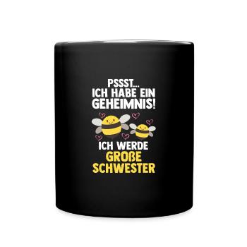 Schwester Bienen grosse Schwester Geschwister Gesc - Tasse einfarbig - Schwarz - Vorne