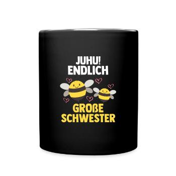 Schwester Bienen grosse Schwester Geschwister Gesc - Tasse einfarbig - Schwarz - Vorne