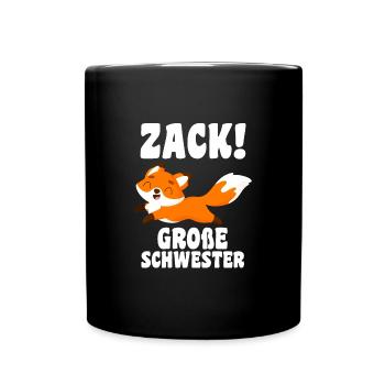 Schwestern Fuchs grosse Schwester Fuchs Geschenk - Tasse einfarbig - Schwarz - Vorne
