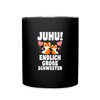Schwestern Fuchs grosse Schwester Fuchs Geschenk - Tasse einfarbig - Schwarz - Vorne
